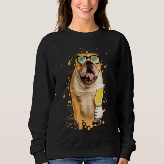 English Bulldog  Dog Illustration Owner スウェットシャツ (正面)