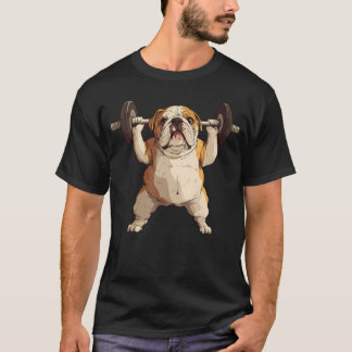 English Bulldog Dog Powerlifting Weightlifting Gym Tシャツ