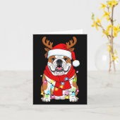 English Bulldog Dog Tree Christmas Lights Xmas Paj カード (黄色い花)