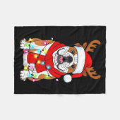 English Bulldog Dog Tree Christmas Lights Xmas Paj フリースブランケット (正面(横))