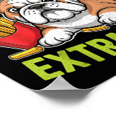 English Bulldog Exercise, Extra Fries Funny ポスター (角)