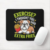 English Bulldog Exercise, Extra Fries Funny  マウスパッド (マウス)