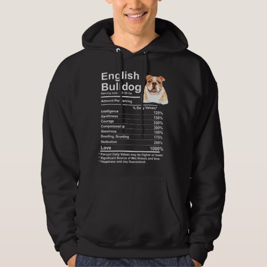 English Bulldog Facts Gift Funny English Bulldog m パーカ (正面)
