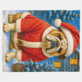 English Bulldog Holiday  フリースブランケット (正面(横))