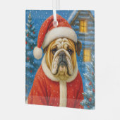 English Bulldog Holiday Ornament ガラスオーナメント (正面左)