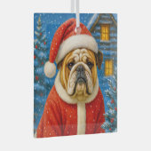 English Bulldog Holiday Ornament ガラスオーナメント (正面右)