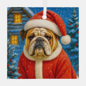 English Bulldog Holiday Ornament ガラスオーナメント (裏面)