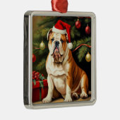 English Bulldog in Santa hat, メタルオーナメント (右)