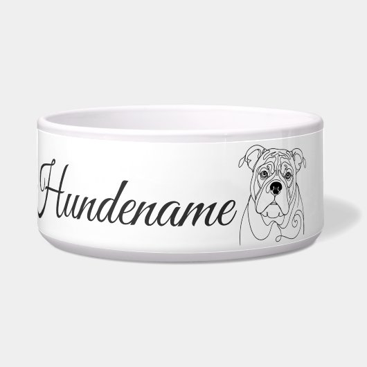 English Bulldog Line Art personalized bowl ボウル (正面)
