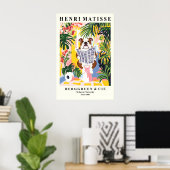 English Bulldog On a Toilet - Funny Matisse Print ポスター (ホームオフィス)