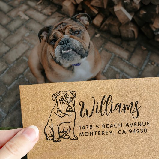 English Bulldog Owner Return Address Dog Owner Rub ラバースタンプ