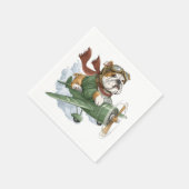 English Bulldog Pilot Airplane スタンダードカクテルナプキン (角)