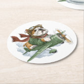 English Bulldog Pilot Airplane ラウンドペーパーコースター (アングル)