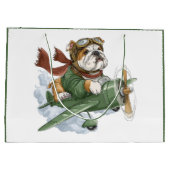 English Bulldog Pilot Airplane ラージペーパーバッグ (裏面)