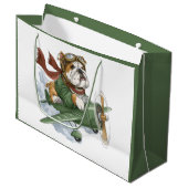 English Bulldog Pilot Airplane ラージペーパーバッグ (正面アングル)