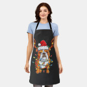 English Bulldog Reindeer Funny Christmas Essential エプロン (着用した状態)
