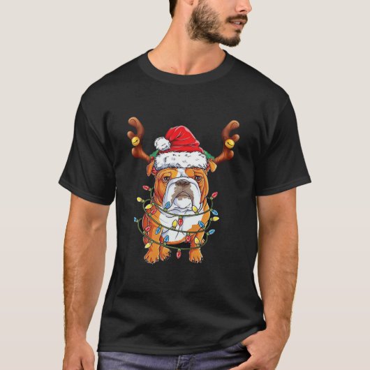English Bulldog Reindeer Funny Christmas Essential Tシャツ (正面)