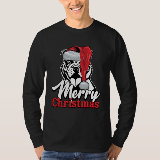 English Bulldog Santa Hat Merry Christmas Tシャツ (正面)