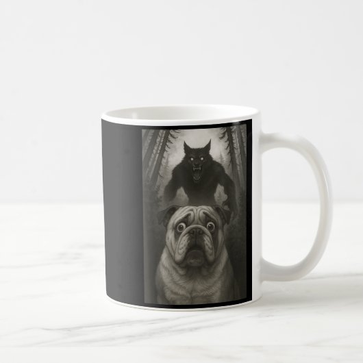 English Bulldog Selfie With Werewolf Funny コーヒーマグカップ (右)