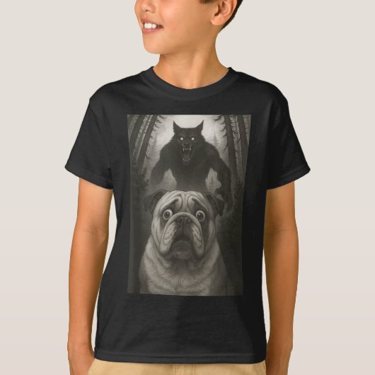 English Bulldog Selfie With Werewolf Funny  Tシャツ (正面)