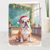 English Bulldog Teacher Classroom Santa Hat カード (正面)
