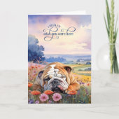 English Bulldog Wildflowers Miss You カード (正面)
