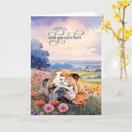 English Bulldog Wildflowers Miss You カード