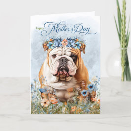 English Bulldog Wildflowers Mother's Day シーズンカード