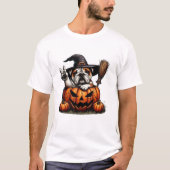 English Bulldog Witch Pumpkin Tシャツ (正面)