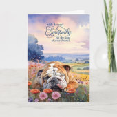 English Bulldog with Wildflowers Pet Sympathy カード (正面)