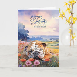 English Bulldog with Wildflowers Pet Sympathy カード
