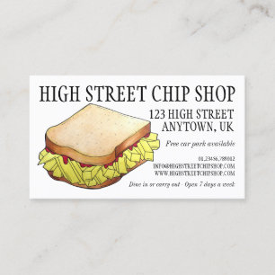 English Chip Shop Butty Sandwich Takeaway UK Food 名刺