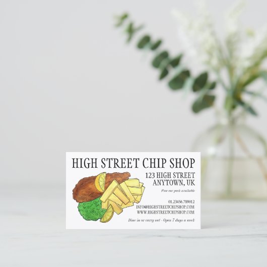 English Chip Shop Fish n' Chips Takeaway UK Food 名刺 (スタンド正面)