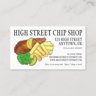 English Chip Shop Fish n' Chips Takeaway UK Food 名刺