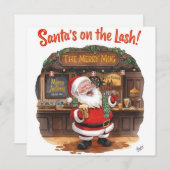 English Christmas with Santa Claus in Pub シーズンカード (正面/裏面)