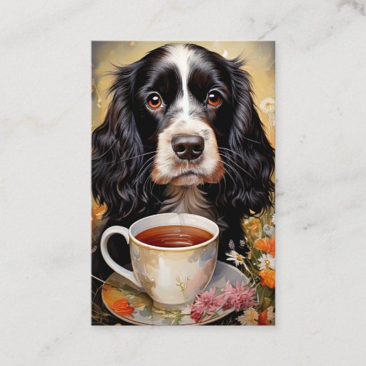 English Cocker Spaniel black white 名刺 (正面)