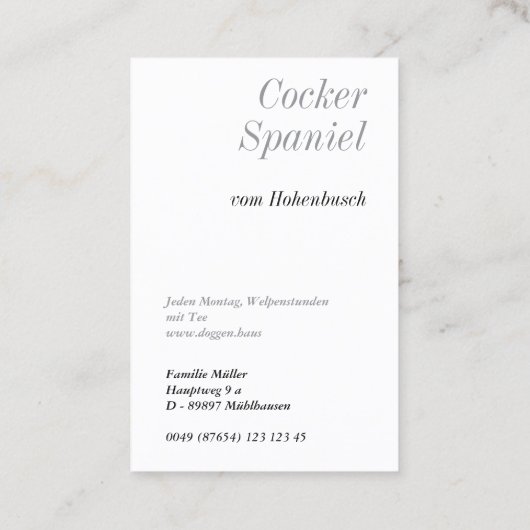 English Cocker Spaniel black white 名刺 (裏面)
