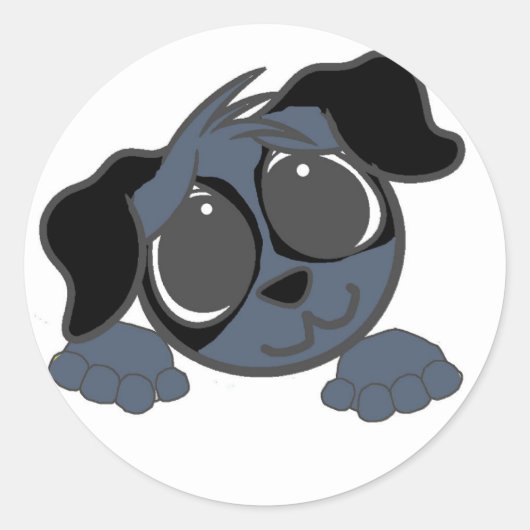 english cocker spaniel blue roan peeking cartoon ラウンドシール (正面)