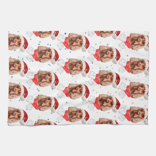 English Cocker Spaniel Dog Breed Christmas キッチンタオル (横)