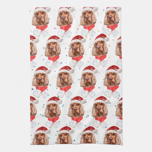 English Cocker Spaniel Dog Breed Christmas キッチンタオル (縦)