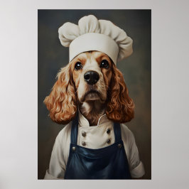 English Cocker Spaniel In Chefs Hat Poster, Pet ポスター