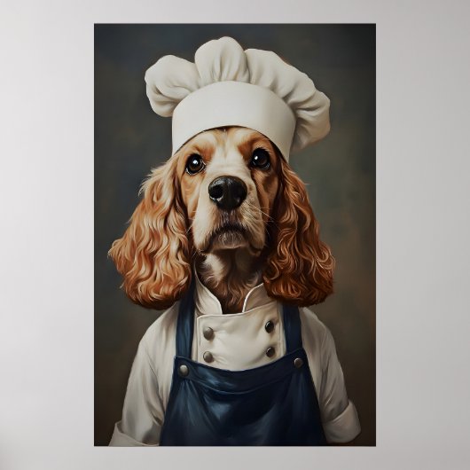 English Cocker Spaniel In Chefs Hat Poster, Pet ポスター (正面)