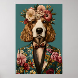 English Cocker Spaniel In Suit Poster, Cocker ポスター
