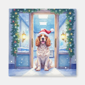 English Cocker Spaniel Nurse Station Santa Hat マグネット (正面)