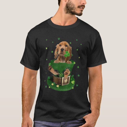 English Cocker Spaniel Shamrock Paw C St Patrick's Tシャツ (正面)