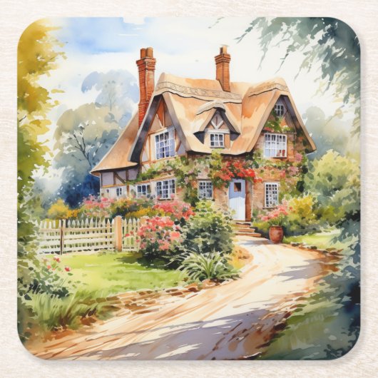 English Cottage スクエアペーパーコースター (正面)