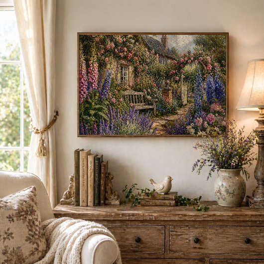 English Cottage Garden Romantic Floral ポスター