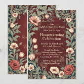 English Cottage William Morris Maroon Housewarming 招待状 (正面/裏面)