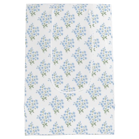 English Country Muster mit Vergissmeinnichtblumen ミディアムペーパーバッグ (裏面)