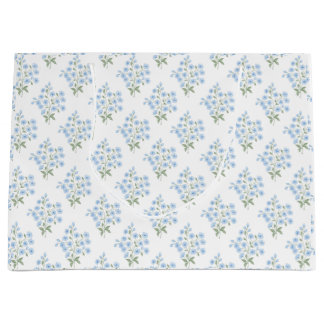 English Country Muster mit Vergissmeinnichtblumen ラージペーパーバッグ